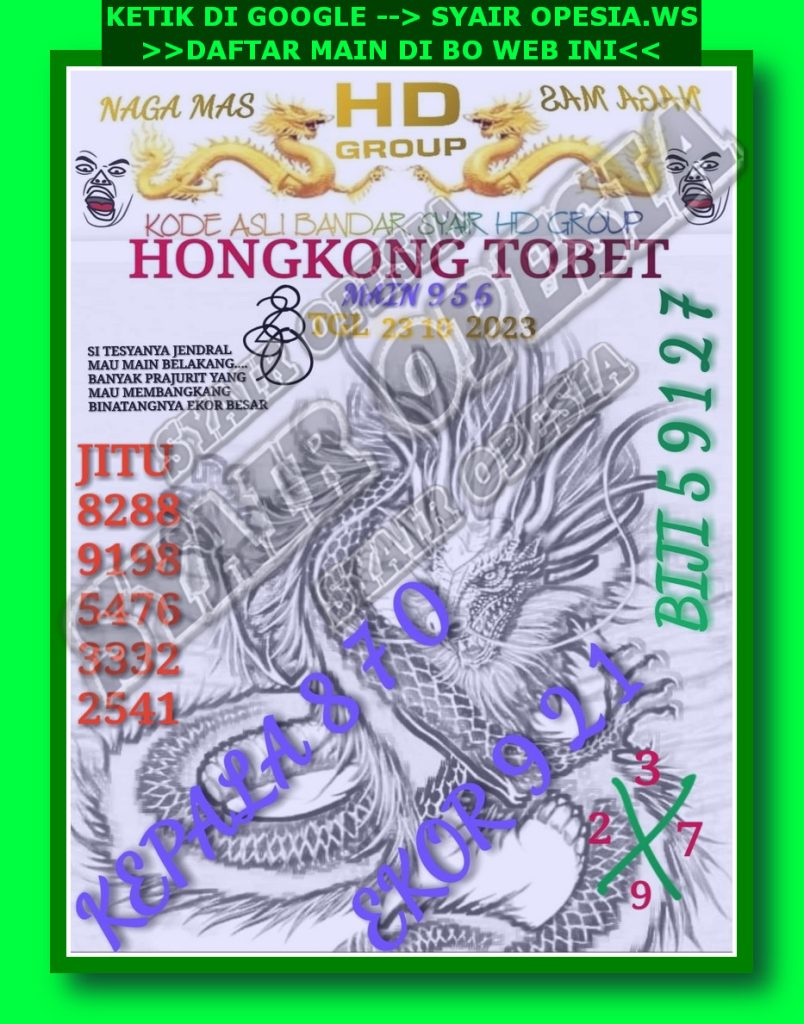 Syair Toto Hongkong 23 Oktober 2023 Royal Syair