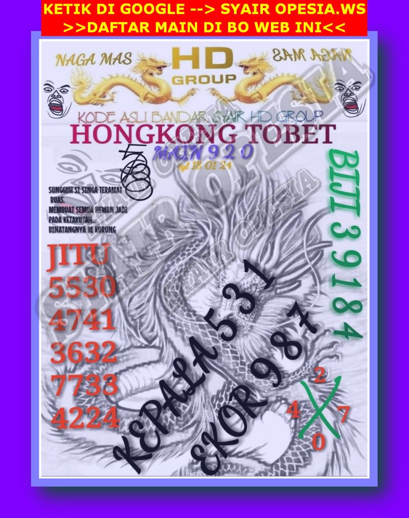 Prediksi Hongkong 18 januari 2024 Prediksi Angka Main