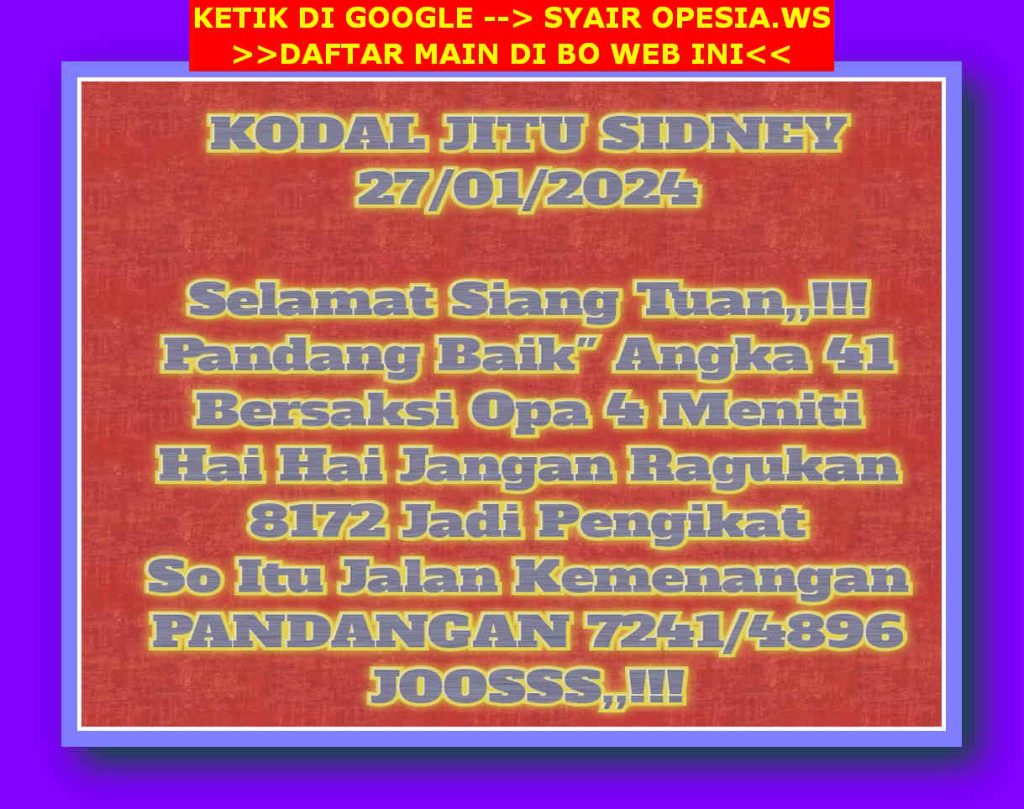 Prediksi sdy 27 Januari 2024 Prediksi Togel HK SDY SGP