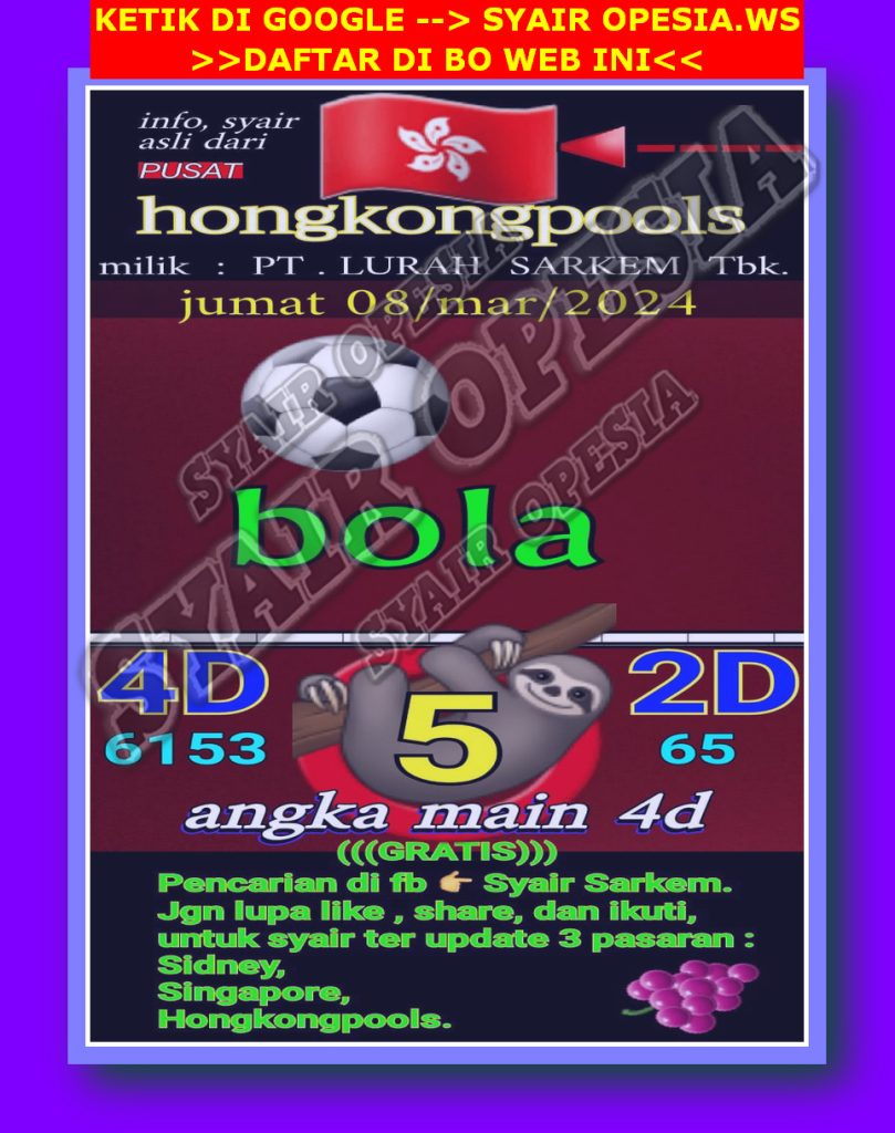 Syair HK 1 Februari 2024 Data Keluaran Rabatlottery